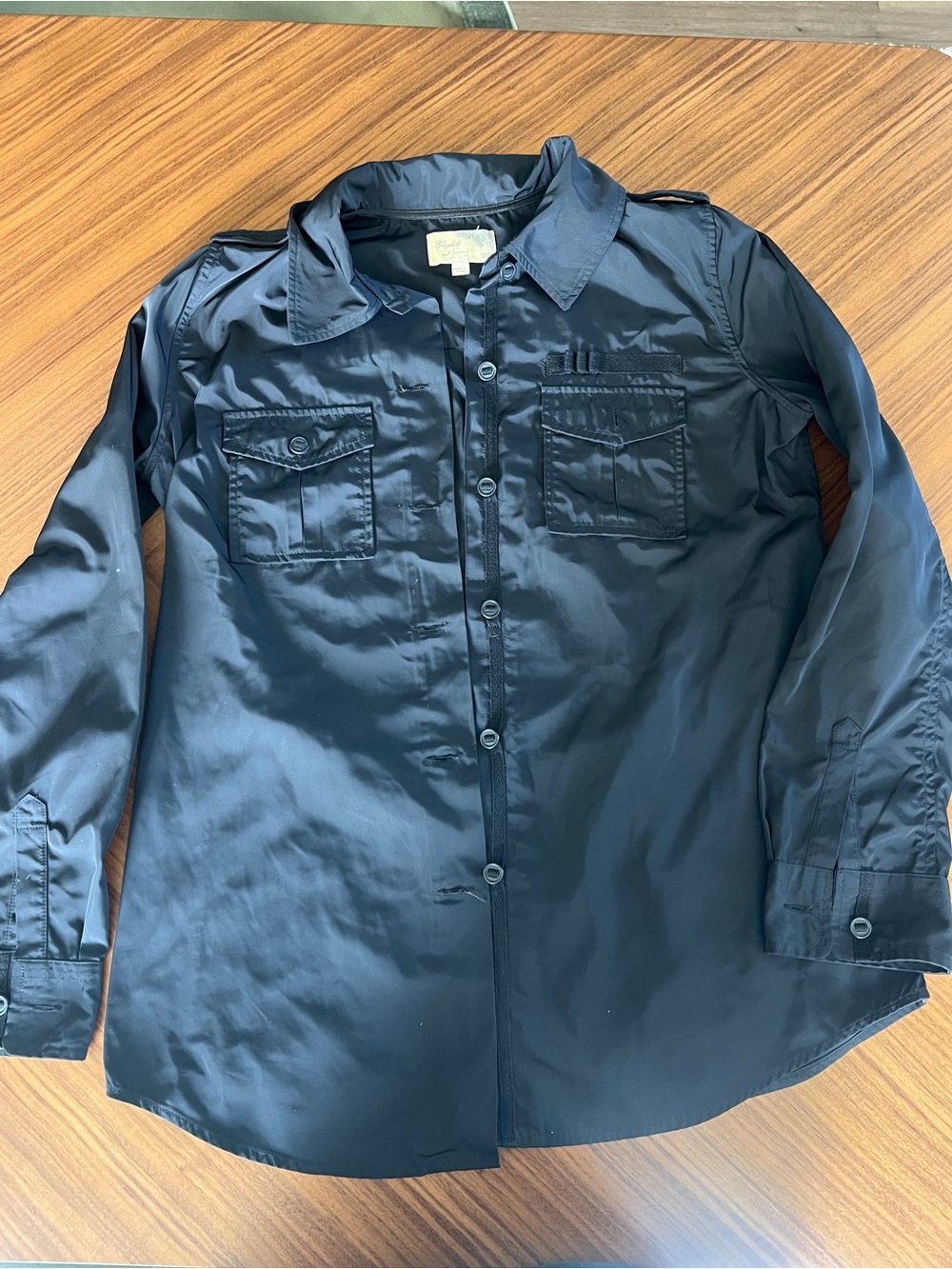 Elizabeth and James Bedford Jacket in shiny black military style Medium - Picture 2 of 7